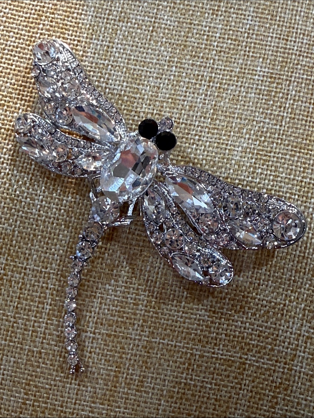 Sparkling Clear Crystal Dragonfly Brooch/Pendant Pin
